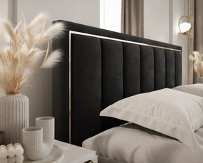 ČALÚNENÁ POSTEĽ MIRABELA 160x200 ČIERNA ZAMATOVÁ LÁTKA JASMINE 100 S ROŠTOM