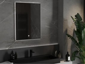 Mexen Erma osvetlené kúpeľňové zrkadlo 60 x 80 cm, LED 6000K, proti pare, čierny rám - 9814-060-080-611-70