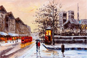 Obraz - Maľba zimného mesta (90x60 cm)
