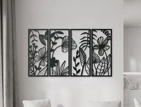drevko Viacdielny drevený obraz Lúčne kvety Rozmer obrazu: 37 x 65 cm, Farba dekorácie: Čierna