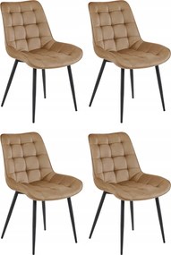 Hnedá zamatová stolička BERA s čiernymi nohami