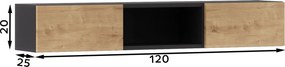Polička Loyd (dub artisan + čierna matná). Akcia -9%. Vlastná spoľahlivá doprava až k Vám domov. 1051960