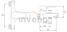 Invena Verso, vaňová batéria bez príslušenstva 150mm, chrómová, INV-BW-82-001-C