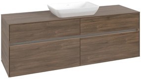 VILLEROY &amp; BOCH Collaro závesná skrinka pod umývadlo na dosku (umývadlo v strede), 4 zásuvky, s LED osvetlením, 1600 x 500 x 548 mm, Arizona Oak, C120B0VH