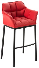 Barová stolička Damas B4 ~ koženka, čierny rám - Červená