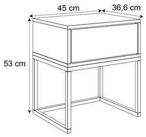 NOČNÝ STOLÍK EDWARD GLOSS BIELY LESK + ZLATÝ PODSTAVEC