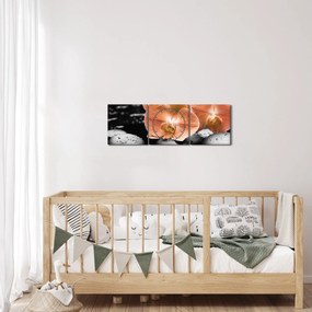 Obraz - Oranžové orchidey (s hodinami) (90x30 cm)