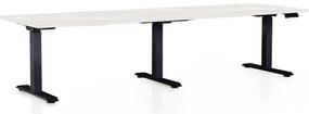 Výškovo nastaviteľný stôl OfficeTech Long, 260 x 80 cm, čierna podnož, biely jaseň
