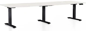 Výškovo nastaviteľný stôl OfficeTech Long, 260 x 80 cm, čierna podnož, biely jaseň