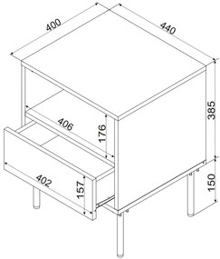 Cama Nočný stolík Trese (2 ks) - béžová