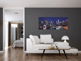 Obraz - Osvetlené New Yorské mrakodrapy (120x50 cm)