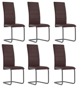 Jedálenské stoličky, perová kostra 6 ks, hnedé, umelá koža 278097