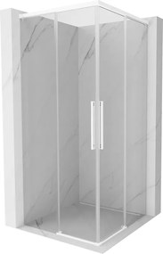 Mexen Rox, Duo posuvný sprchový kút 80 x 80 cm, 8mm číre sklo, biely profil, 8C2D-080-080-20-00