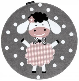 styldomova Detský sivý koberec PETIT ovečka kruh