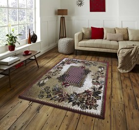 DY Červený koberec s kvetinovým vzorom Alfa 01 Rozmer: 150x210 cm
