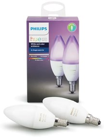 Philips 8718696695241 Hue 2x žiarovka LED RGB E14 6W, 470lm, 2200-6500K, biela