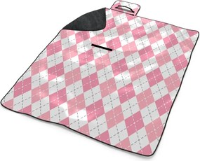 Sablio Plážová deka Ružové a biele kosoštvorčeky: 200x140 cm