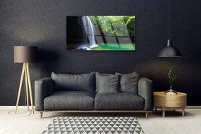 Skleneny obraz Vodopád príroda les jazero 125x50 cm