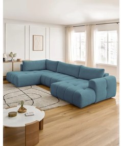 Modrá rozkladacia/s úložným priestorom rohová pohovka (ľavý roh/do tvaru "U") Fuji – Bobochic Paris