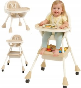 Praktická detská stolička na kŕmenie 3v1 ružová