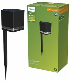Philips Virona vonkajšie solárne stĺpové svetloLED čierne, 1,8 W, 200 lm, 2700 K