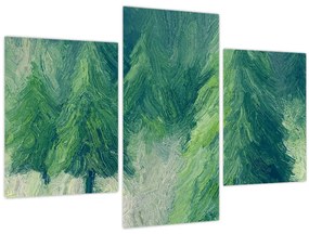Obraz - Maľované ihličnany (90x60 cm)