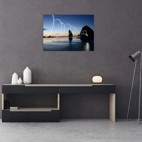 Sklenený obraz - pláž pri západe (70x50 cm)
