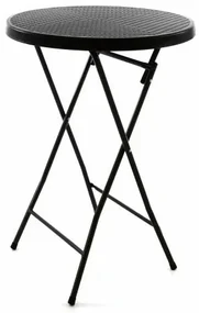 Garthen 40788 Záhradný barový stolík guľatý - ratanová optika 110 cm - čierny