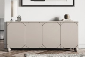 Komoda Sonatia II 200 cm štvordverová na guľatých nohách - kašmírová