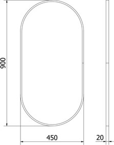 Mexen Loft oválne kúpeľňové zrkadlo 90 x 45 cm, čierny rám - 9851-090-045-000-70