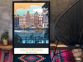 Poster Amsterdam - Poster 50x70cm + čierny rám (71,8€)