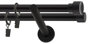 Dekorstudio Garniža dvojradová SLICK čierna-matná 19mm Dĺžka: 200cm, Typ príslušenstva: Krúžky tiché so štipcami