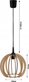 DREVENÁ STROPNÁ ZÁVESNÁ LAMPA 1xE27 LED + KLIP Vysoká kvalita