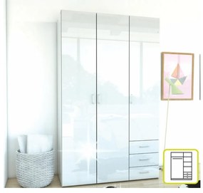 Tempo Kondela Skriňa, 3 - dverová, biela extra vysoký lesk HG, GWEN 70427