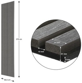 Akustický panel G21 270x60,5x2,1 cm, tmavo šedý dub 63910196 2ks