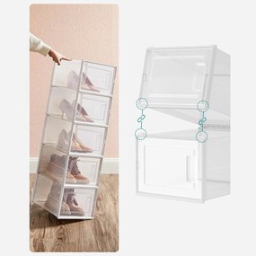 Boxy na topánky, balenie 18 ks, do veľkosti 46, stohovateľné, číre a biele