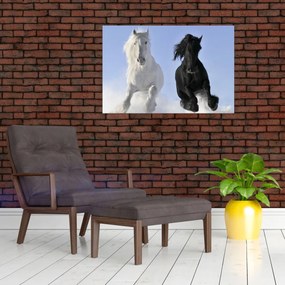 Obraz - Kone v zime (90x60 cm)
