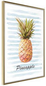 Artgeist Plagát - Pineapple and Stripes [Poster] Veľkosť: 30x45, Verzia: Zlatý rám