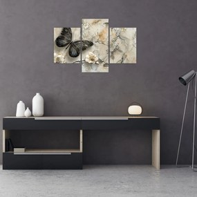 Obraz - Mramorové pozadie s motýľmi (90x60 cm)