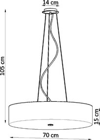 Závesné svietidlo Skala, 1x čierne textilné tienidlo, (biele sklo), (fi 70 cm)
