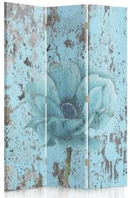 Ozdobný paraván Tyrkysový retro květ - 110x170 cm, trojdielny, klasický paraván