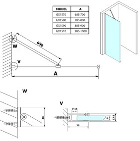 Gelco, VARIO CHROME jednodielna sprchová zástena na inštaláciu k stene, sklo nordic, 1000 mm, GX1510-05