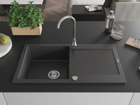 Mexen Leo - drez granitový 90x50cm, 1-komorový, čierna-škvrny, 6501901010-76