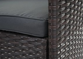 Záhradná súprava 2 kresiel, pohovky a stolíka HWC-F55 - hnedá, vankúše tmavosivá