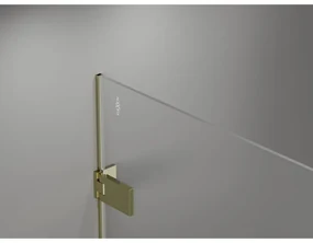 Mexen Lunar-F L, skladací sprchový kút ľavý 75 x 70 cm, 8mm číre sklo, zlatý profil, 836L-075-070-50-00-L