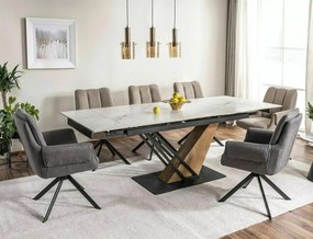 Rozkladací jedálenský stôl Genesis 160/220 cm biely mramor/dub prírodný