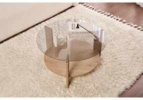 Konferenčný stolík Clara Sapphire Oak s tmavým sklom