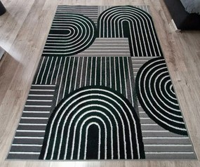 HU Sivo zelený geometrický obdĺžnikový koberec NEW IDEA 90141-0574 Rozmer: 80x150 cm