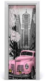 Fototapeta samolepiace na dvere ružové auto 85x205 cm
