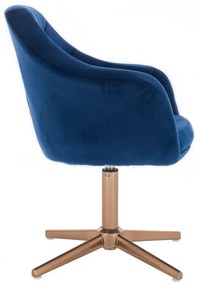 LuxuryForm DESIGN Kreslo ANDORA VELUR na zlatom kríži - modré